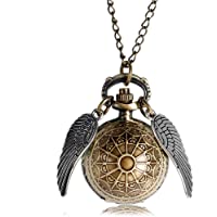 Los mejores  - Harry Potter - Reloj de Bolsillo para Hombre- diseño de Bola de Bronce con alas de Cuarzo- Hombres